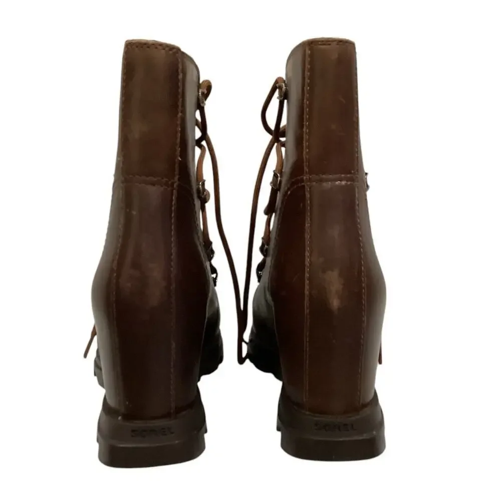 Sorel Joan Of‎ Artic Waterproof Wedge III Booties In Hazelnut Size 8